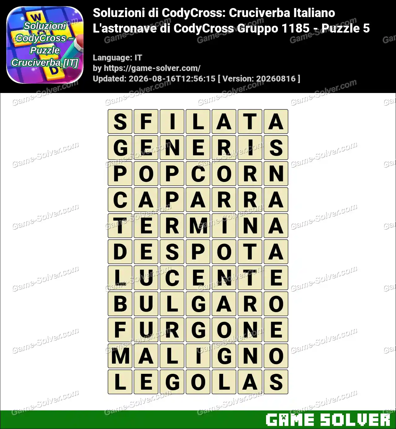 Soluzioni di CodyCross: Cruciverba Italiano L’astronave di CodyCross Gruppo 1185 – Puzzle 5